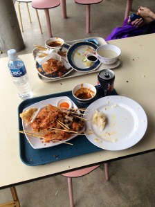 Finished meal at Satay By The Bay Hawker center at The Gardens By The Bay. We feasted on prawn, chicken and pork skewers. Even our daughter gobbled it all up.